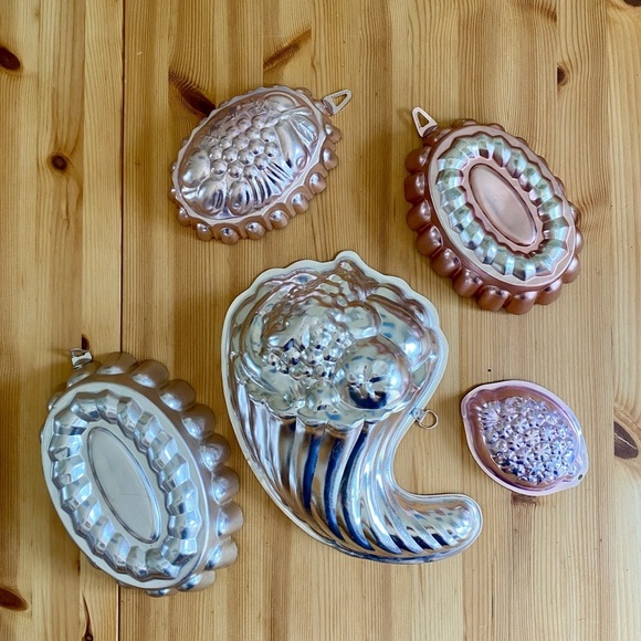 Set of Silver & Copper Vintage Jello Cake Molds/Moulds - Picture 1 of 4